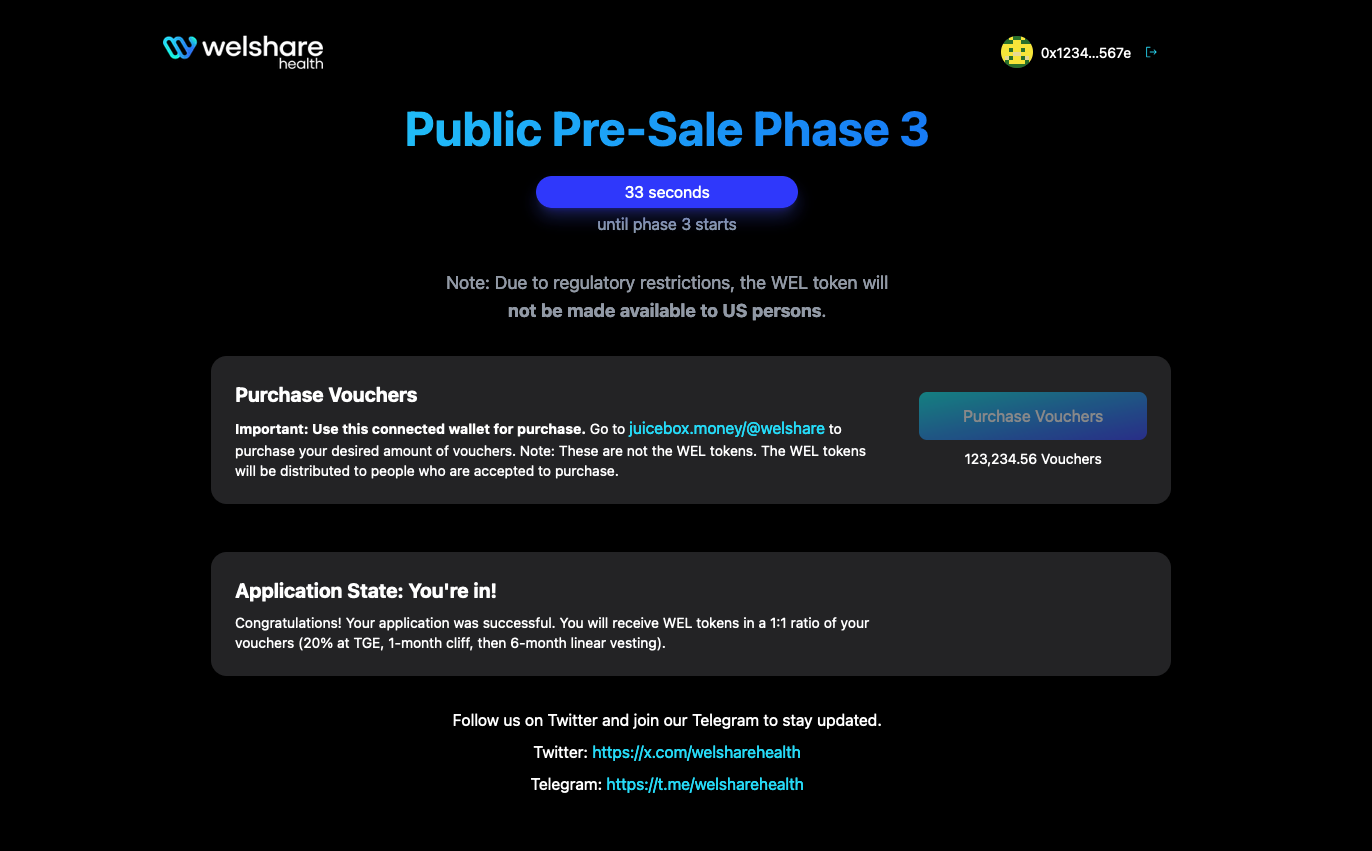 Welshare Presale Phase 3